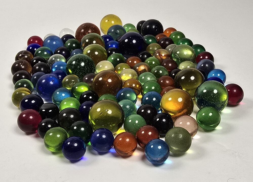 Vintage lot of 110 Assorted Size & Color Marbles